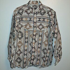 Vintage Rodeo Active Western Striped&Pattern Long Sleeve Shirt